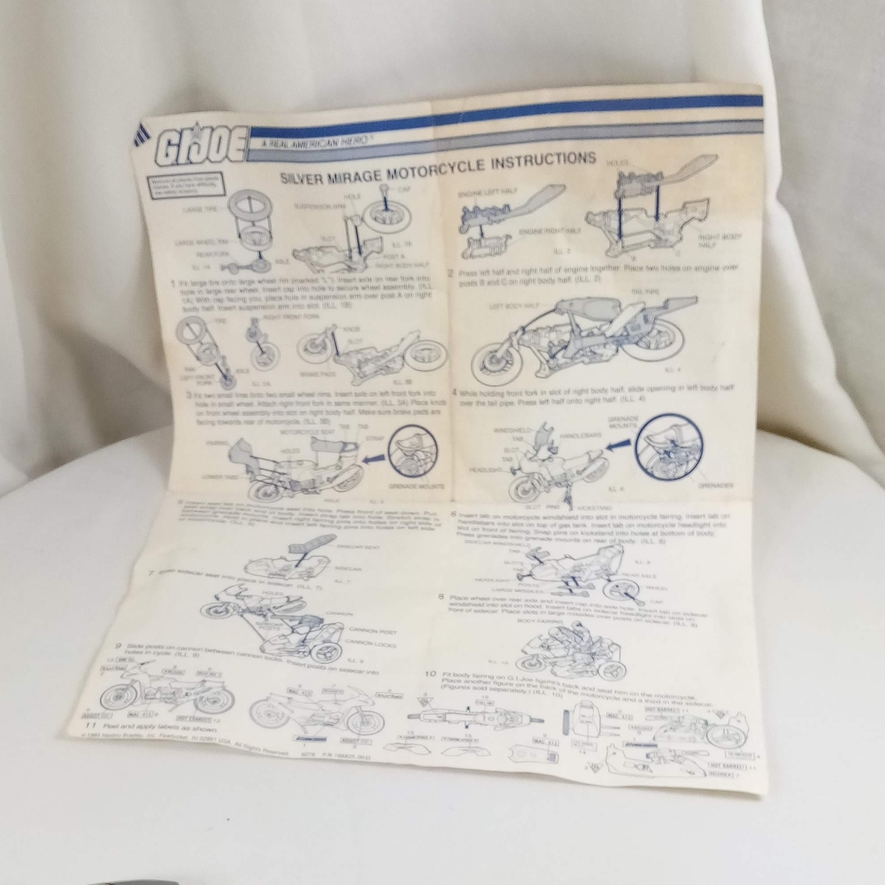 1985 Hasbro GI Joe Silver Mirage Motorcycle With Original Blueprint - Picture 10 of 14